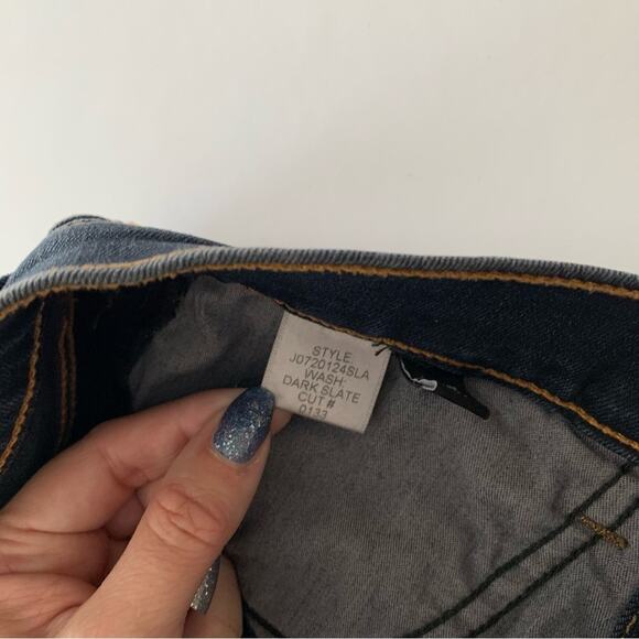 Veronica Beard Debbie Dark Slate Blue Side Stripe Mid Rise Skinny Leg Jeans 26 - Picture 3 of 9